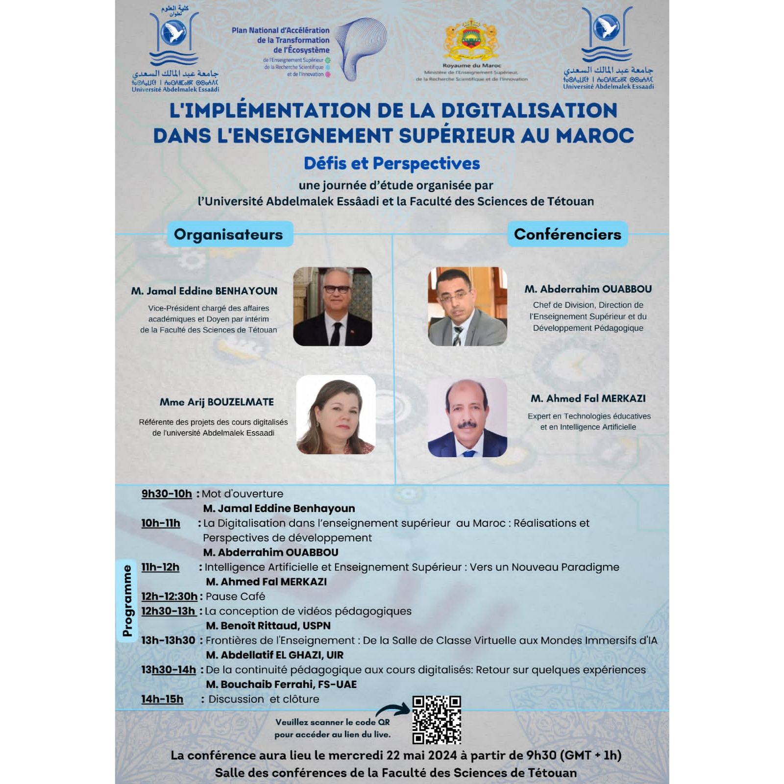 Journée d'étude sous le thème: "L'implémentation de la digitalisation dans l'enseignement supérieur au Maroc: Défis et perspectives"