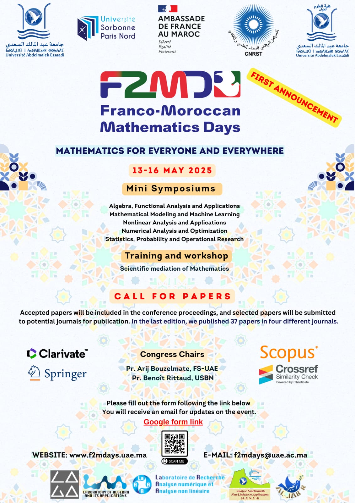Second edition of the international congress titled "Franco-Moroccan Mathematics Days (F2MDays'25)"