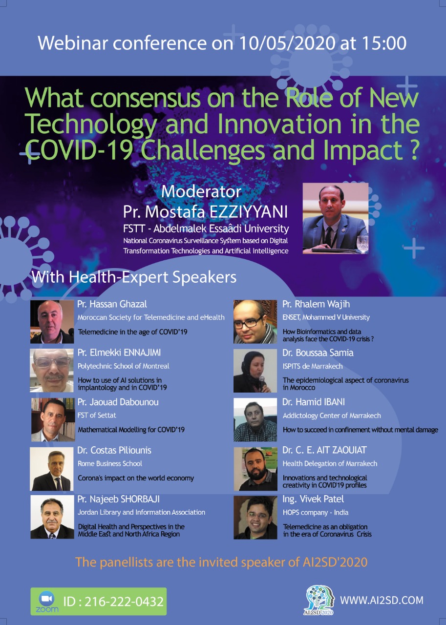 Webinaire : " Quel consensus sur le rôle des nouvelles technologies et de l'innovation dans les défis et impacts COVID19 ?"