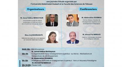 Journée d'étude sous le thème: "L'implémentation de la digitalisation dans l'enseignement supérieur au Maroc: Défis et perspectives"
