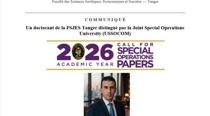 Un doctorant de la FSJES Tanger distingué par la Joint Special Operations University (USSOCOM)